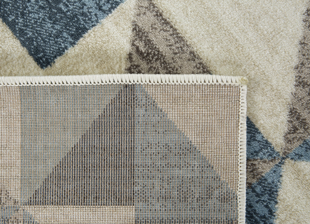 3' x 5' Blue Beige Nested Diamonds Modern Area Rug