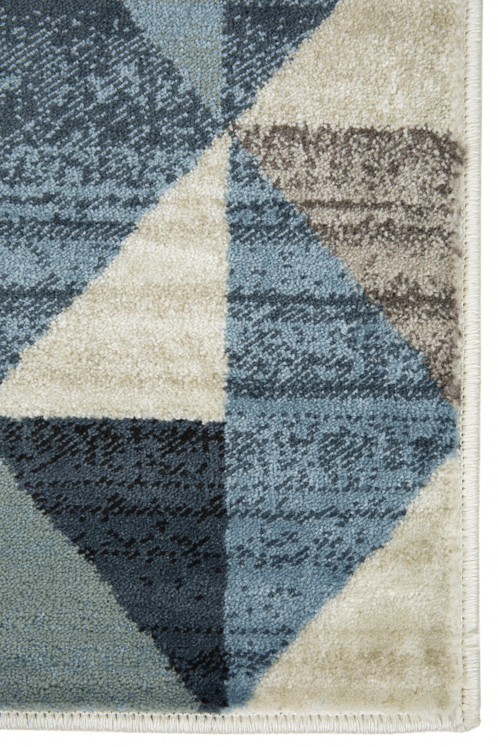 3' x 5' Blue Beige Nested Diamonds Modern Area Rug