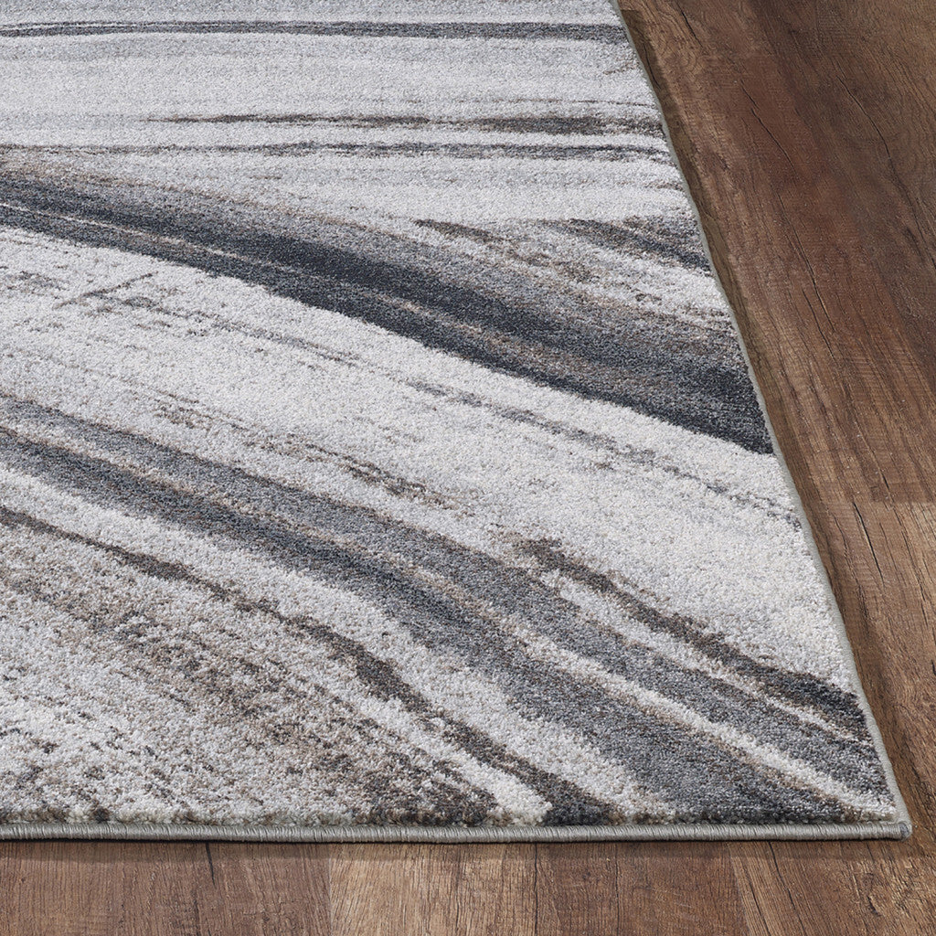 3' x 5' Gray Ivory Abstract Strokes Modern Area Rug