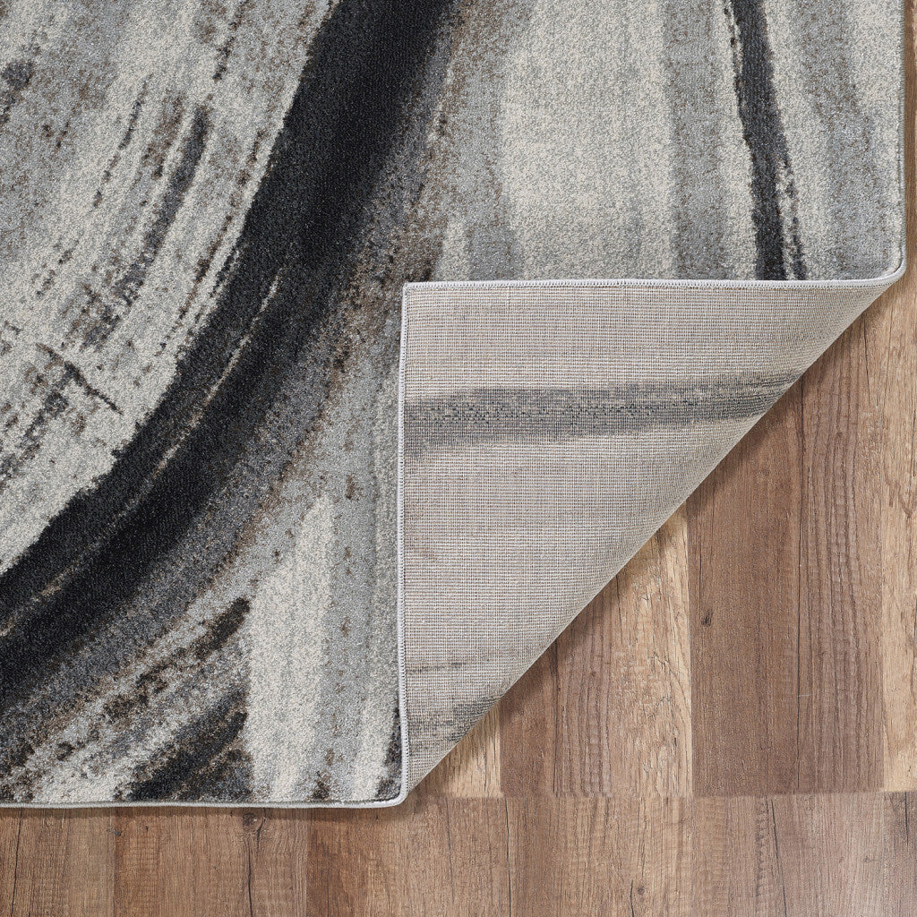 3' x 5' Gray Ivory Abstract Strokes Modern Area Rug