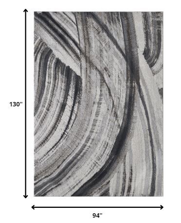 8' x 11' Gray Ivory Abstract Strokes Modern Area Rug