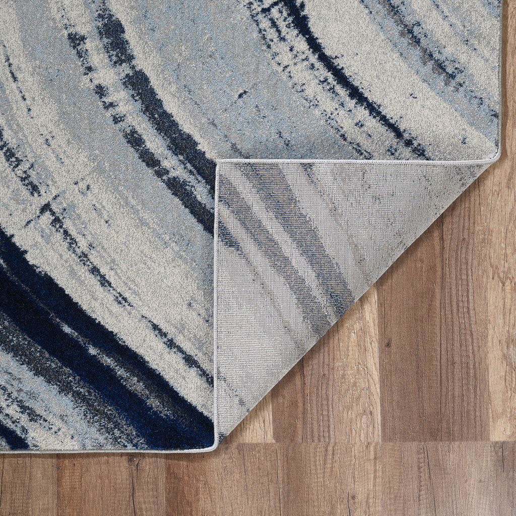 3' x 5' Navy Ivory Abstract Strokes Modern Area Rug