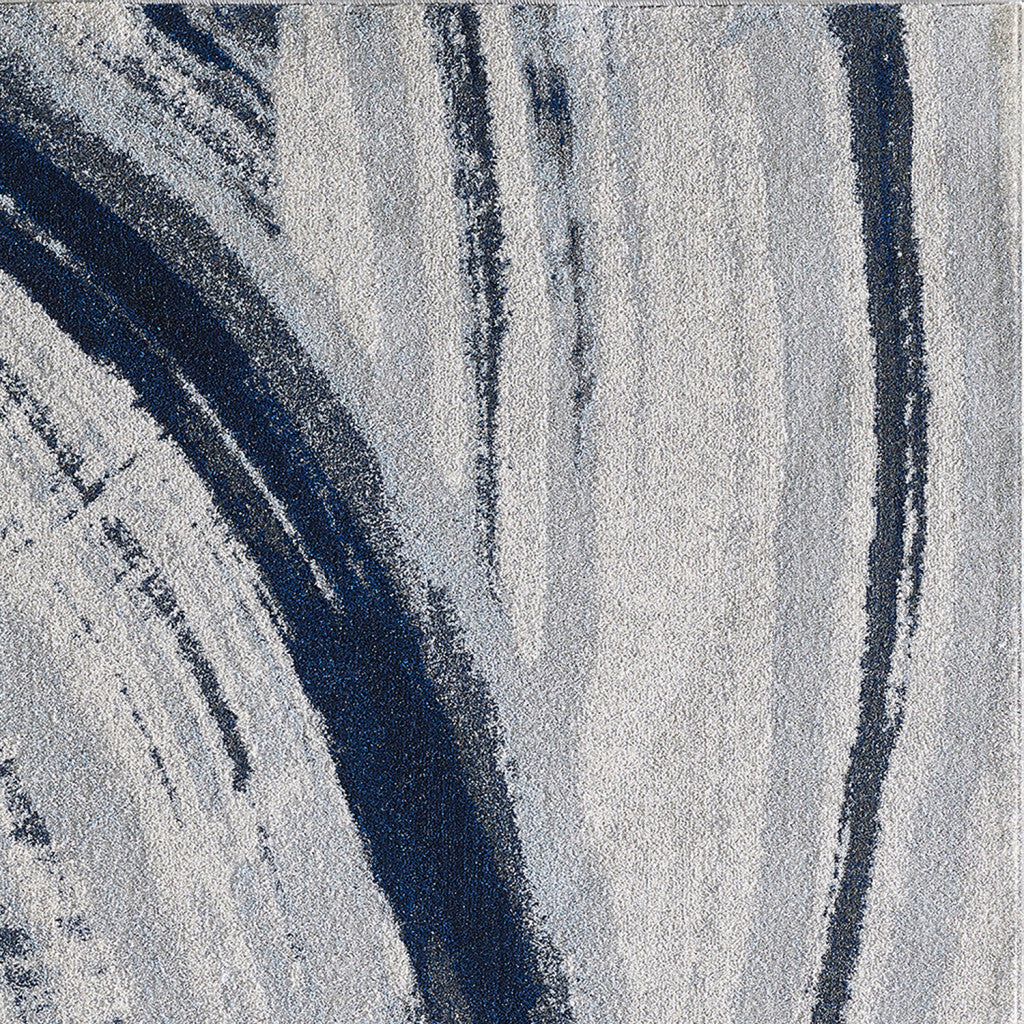 3' x 5' Navy Ivory Abstract Strokes Modern Area Rug