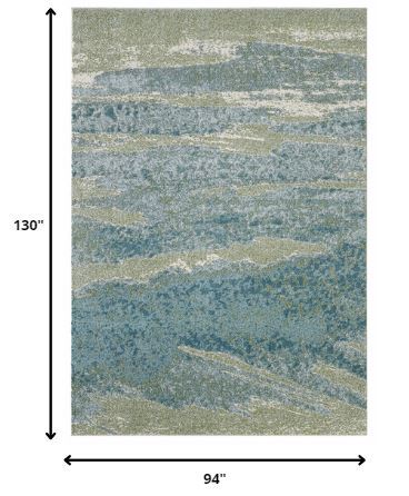 8' x 11' Blue Sage Impressionistic Ocean Area Rug