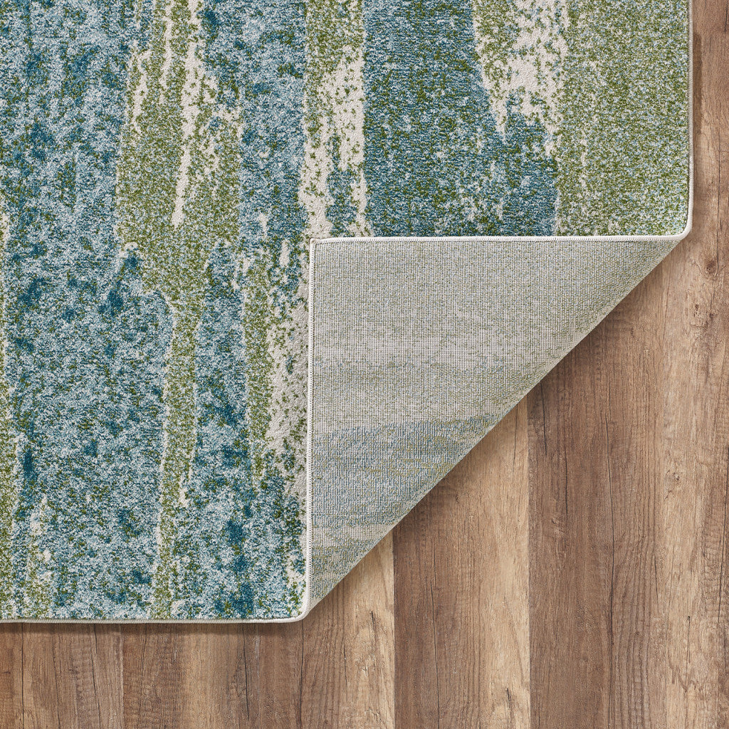 10' x 13' Blue Sage Impressionistic Ocean Area Rug