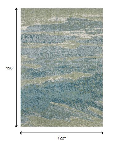 10' x 13' Blue Sage Impressionistic Ocean Area Rug