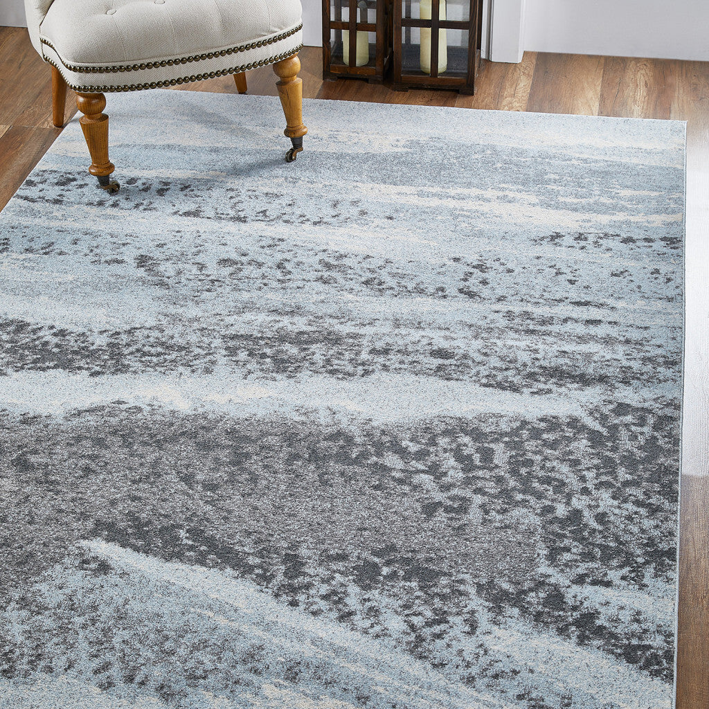 10' x 13' Blue Gray Abstract Mist Modern Area Rug