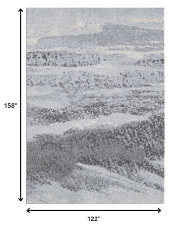 10' x 13' Blue Gray Abstract Mist Modern Area Rug