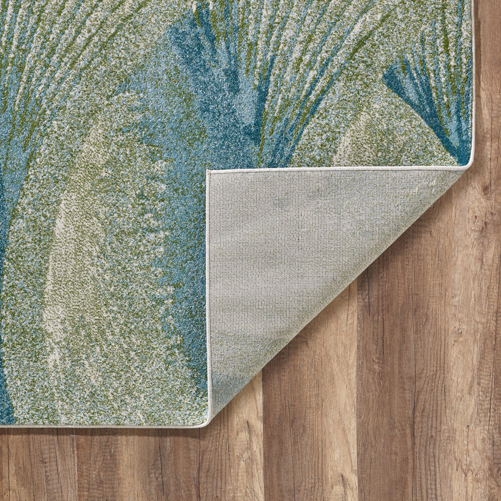 5' x 8' Blue Beige Abstract Waves Modern Area Rug
