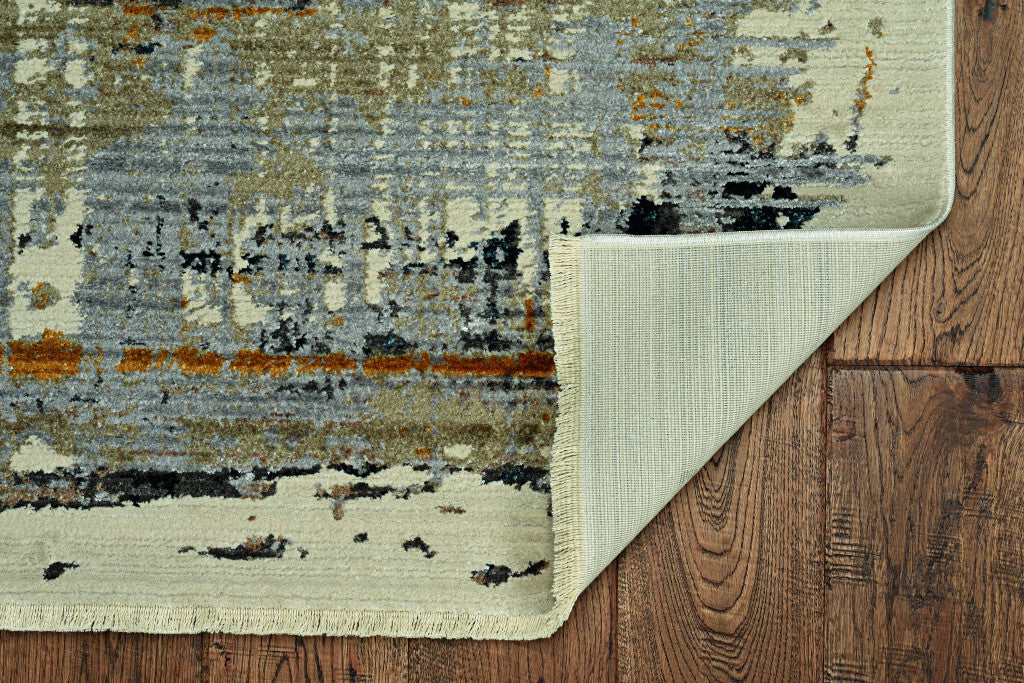 2' x 8' Blue White Distressed Traditional Runner Rug