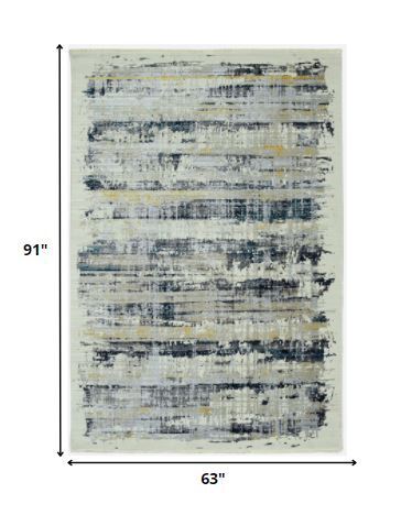 5' x 8' Blue White Distressed Traditional Area Rug