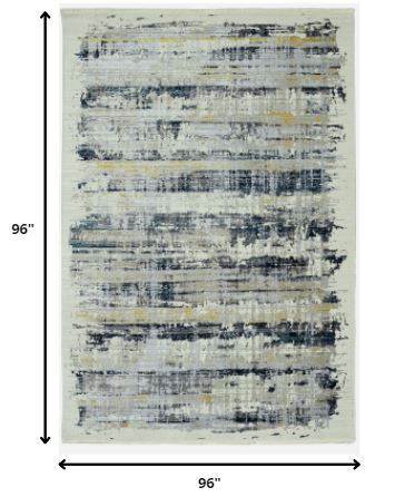 8' Round Blue White Distressed Traditional Area Rug