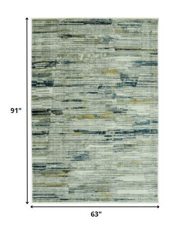 5' x 8' Blue Ivory Abstract Striped Area Rug