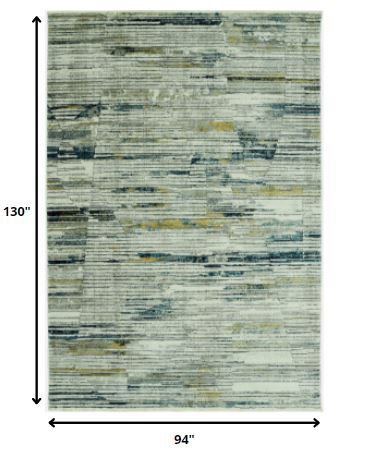 8' x 11' Blue Ivory Abstract Striped Area Rug