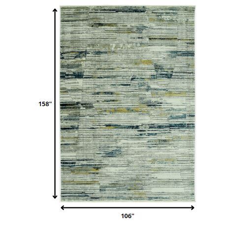 9' x 13' Blue Ivory Abstract Striped Area Rug