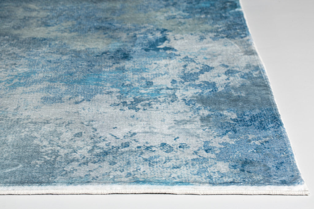 2' x 7' Blue White Abstract Sky Runner Rug