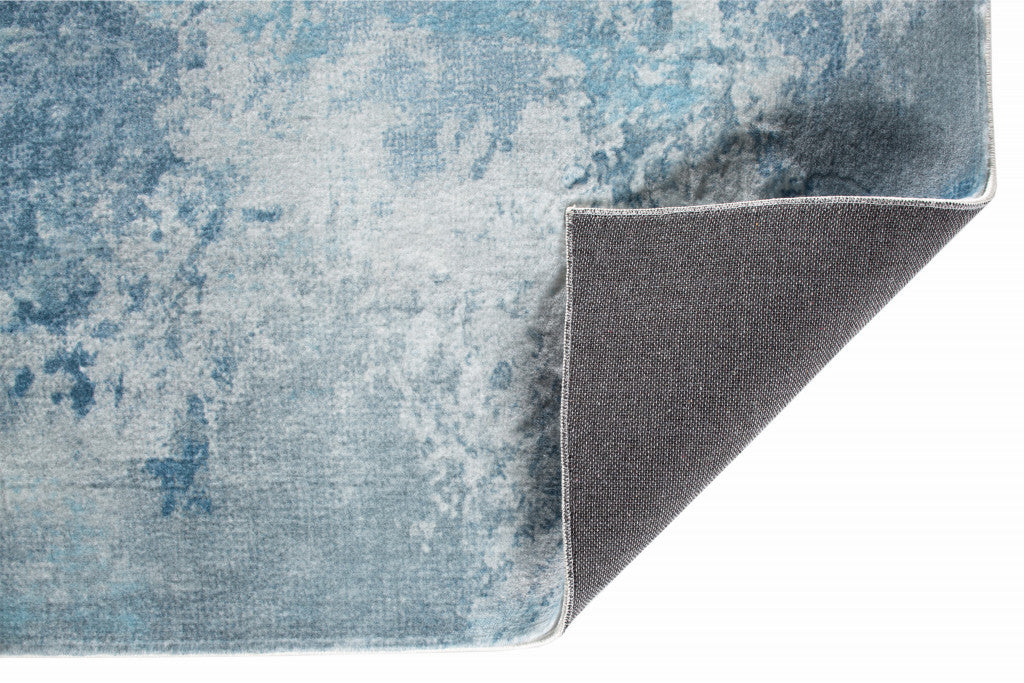 2' x 7' Blue White Abstract Sky Runner Rug
