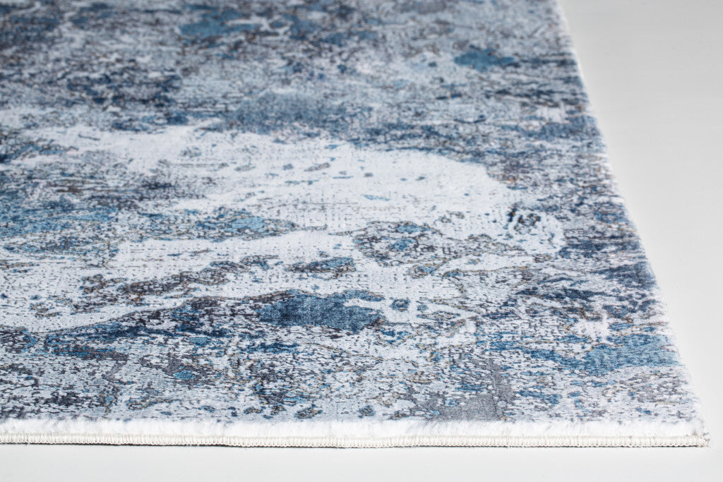 2' x 7' Gray Blue Abstract Galaxy Runner Rug