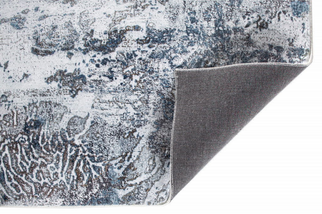 2' x 7' Gray Blue Abstract Galaxy Runner Rug