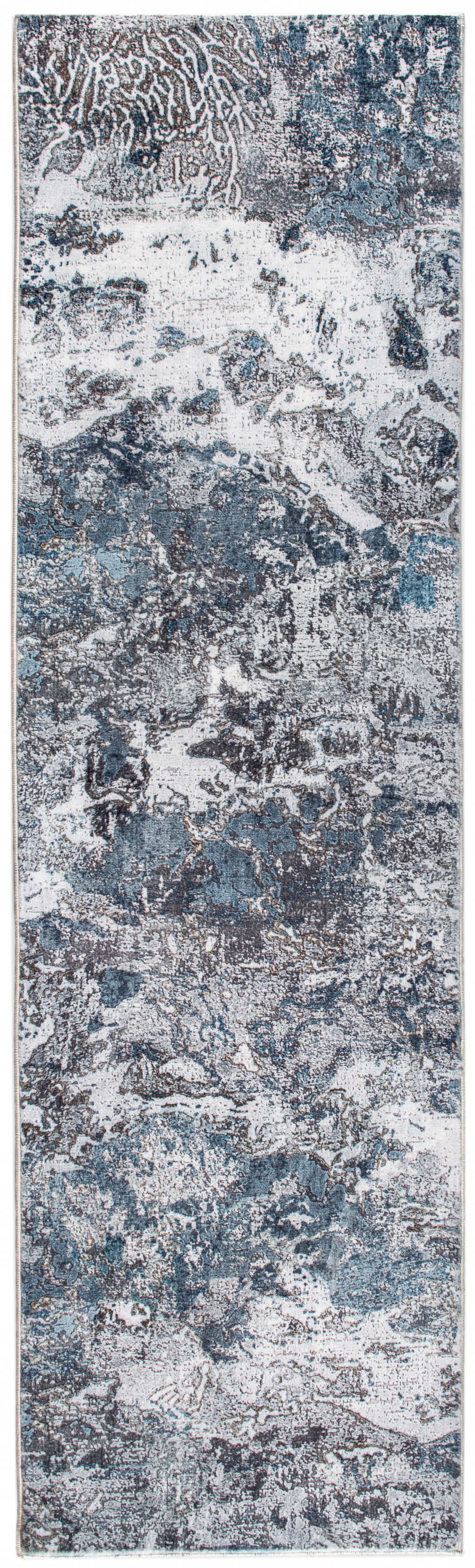 2' x 7' Gray Blue Abstract Galaxy Runner Rug