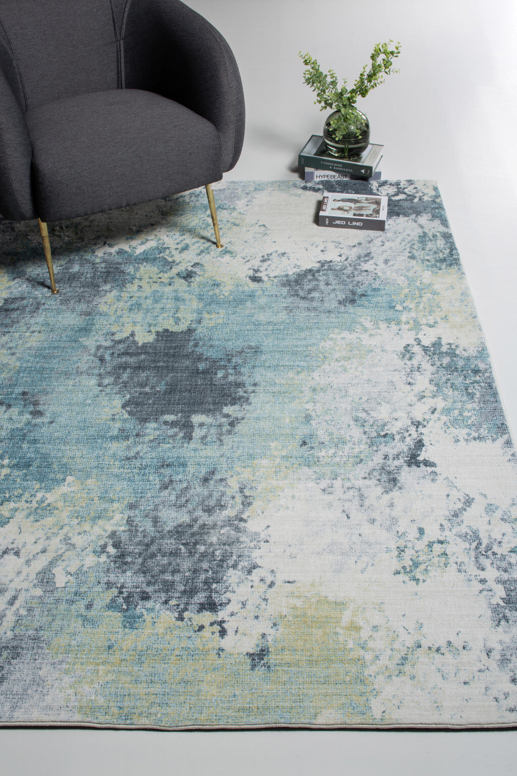 2' x 7' Blue Yellow Abstract Sky Runner Rug