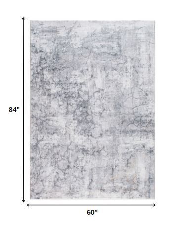 5' x 8' Gray Distressed Marble Area Rug