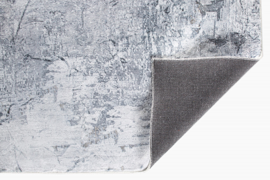 8' x 10' Gray Distressed Marble Area Rug