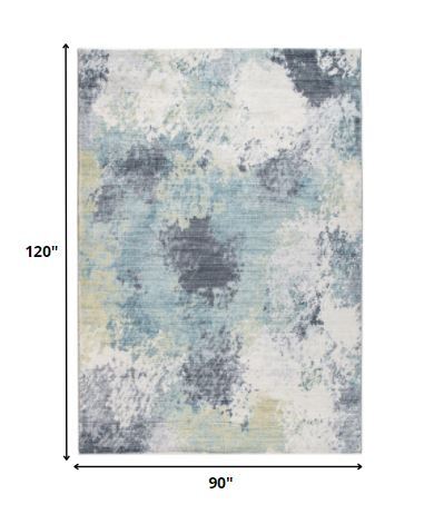 8' x 10' Gray Distressed Marble Area Rug