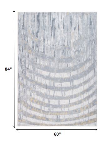 5' x 8' Gray Distressed Steps Abstract Area Rug