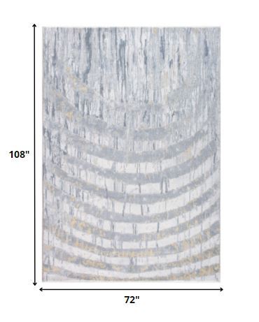 6' x 9' Gray Distressed Steps Abstract Area Rug