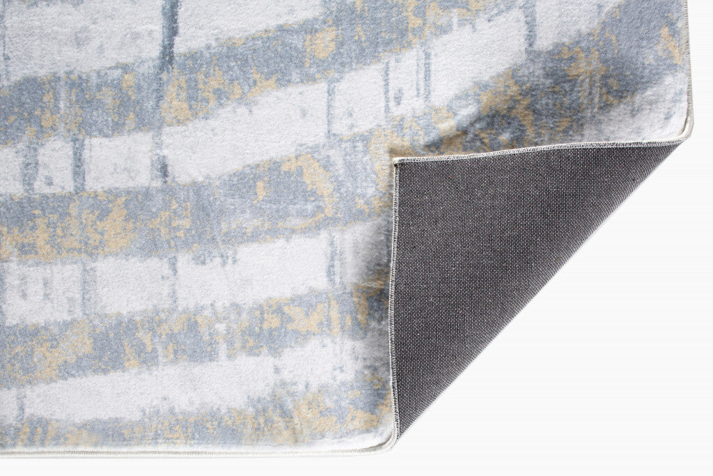 8' x 10' Gray Distressed Steps Abstract Area Rug