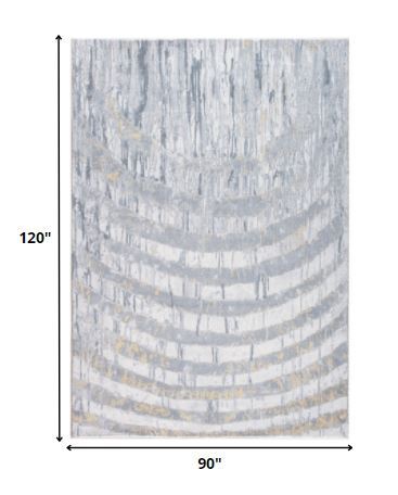 8' x 10' Gray Distressed Steps Abstract Area Rug