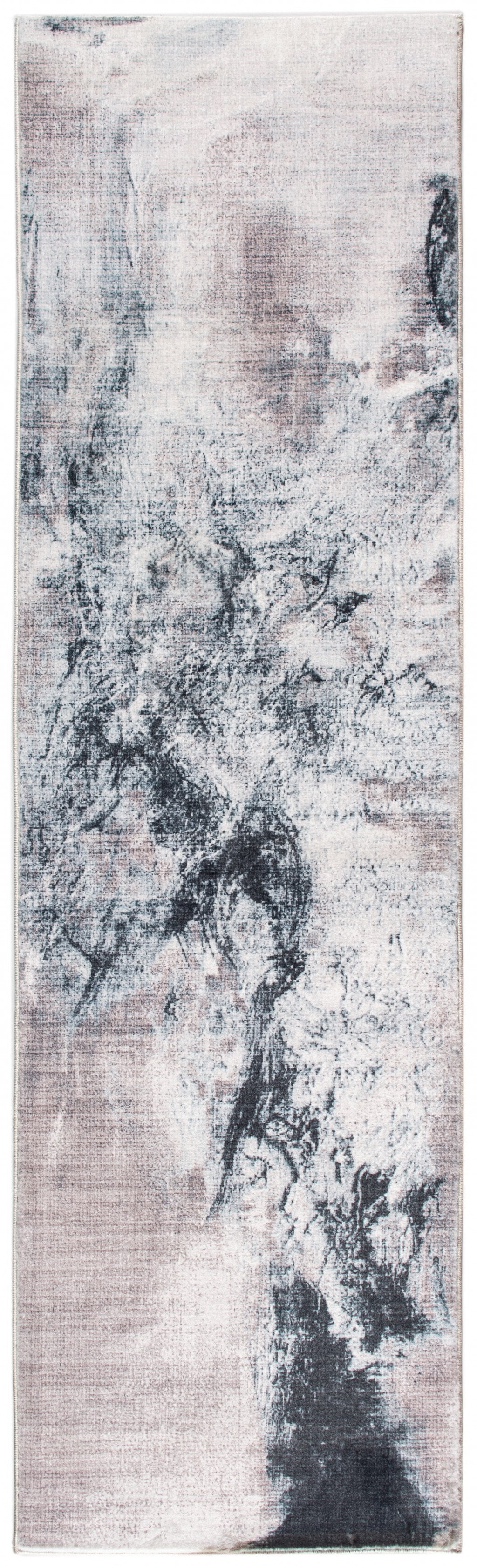 2' x 7' Sand Abstract Splash Modern Runner Rug