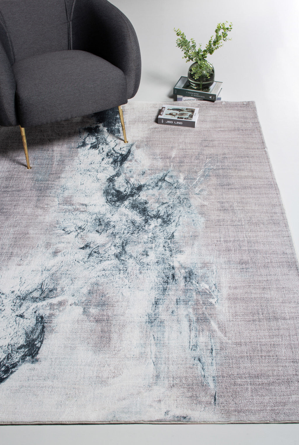 2' x 7' Sand Abstract Splash Modern Runner Rug