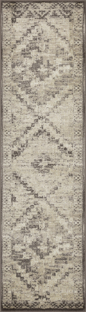 2' x 8' Gray Beige Distressed Diamond Runner Rug