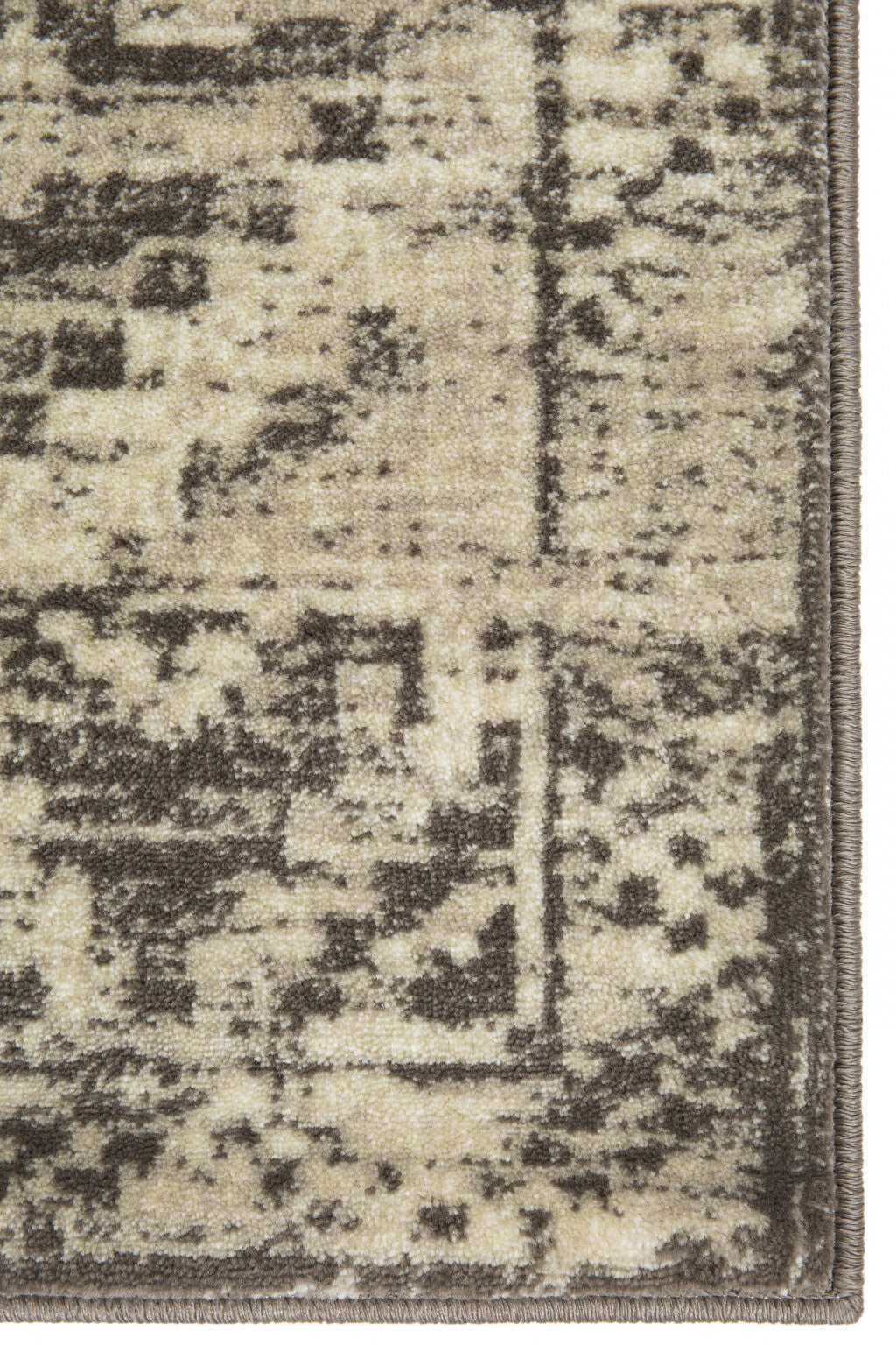 2' x 8' Gray Beige Distressed Diamond Runner Rug