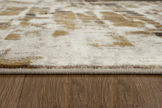 5' x 8' Brown Beige Abstract Tiles Distressed Area Rug
