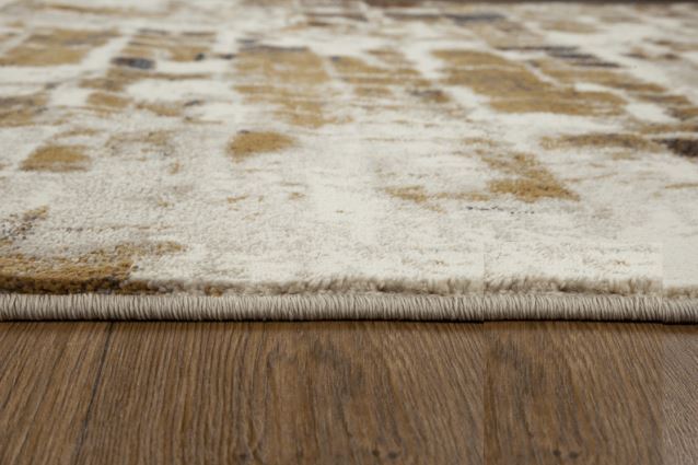 8' x 11' Brown Beige Abstract Tiles Distressed Area Rug