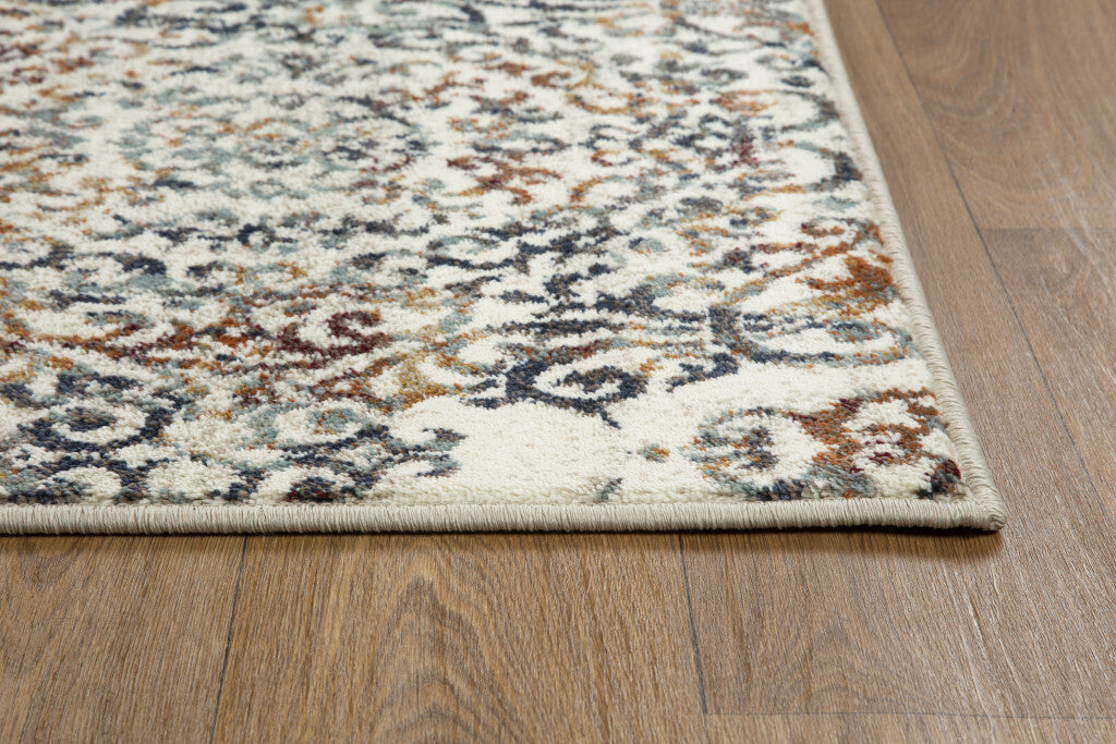2' x 8' Ivory Brown Decorative Diamond Runner Rug