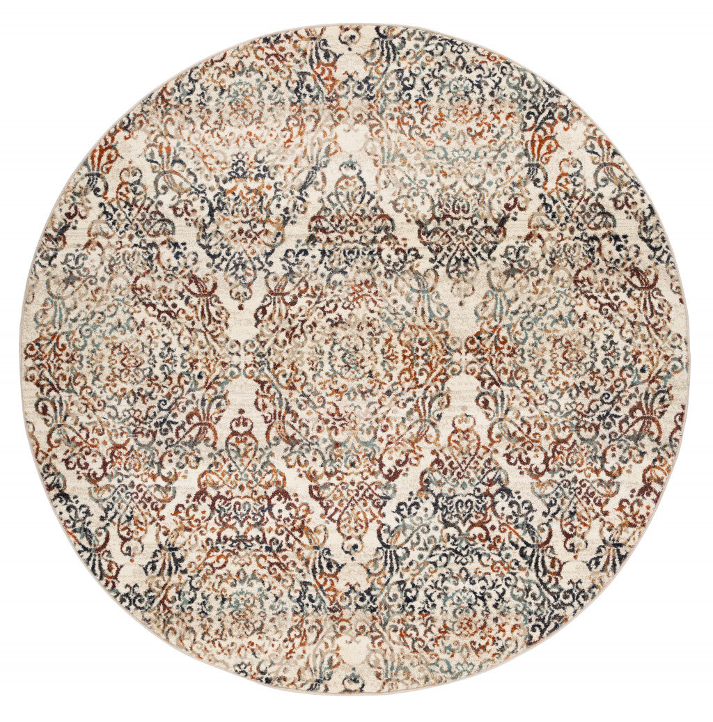 2' x 8' Ivory Brown Decorative Diamond Runner Rug