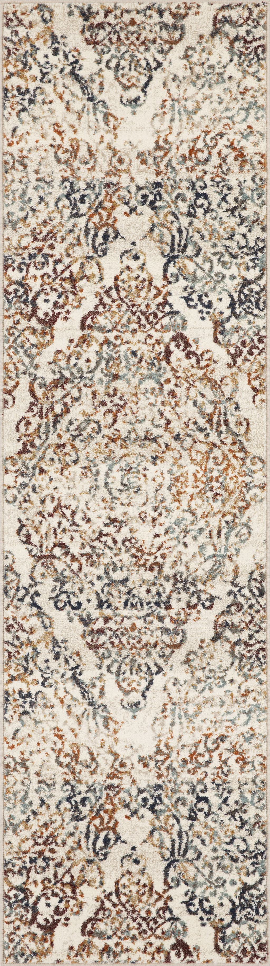 2' x 8' Ivory Brown Decorative Diamond Runner Rug