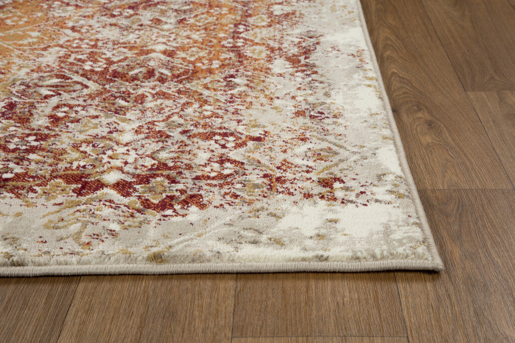 3' x 5' Rust Ivory Distressed Diamonds Area Rug
