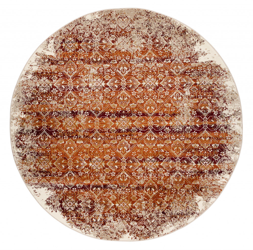 5' x 8' Rust Ivory Distressed Diamonds Area Rug