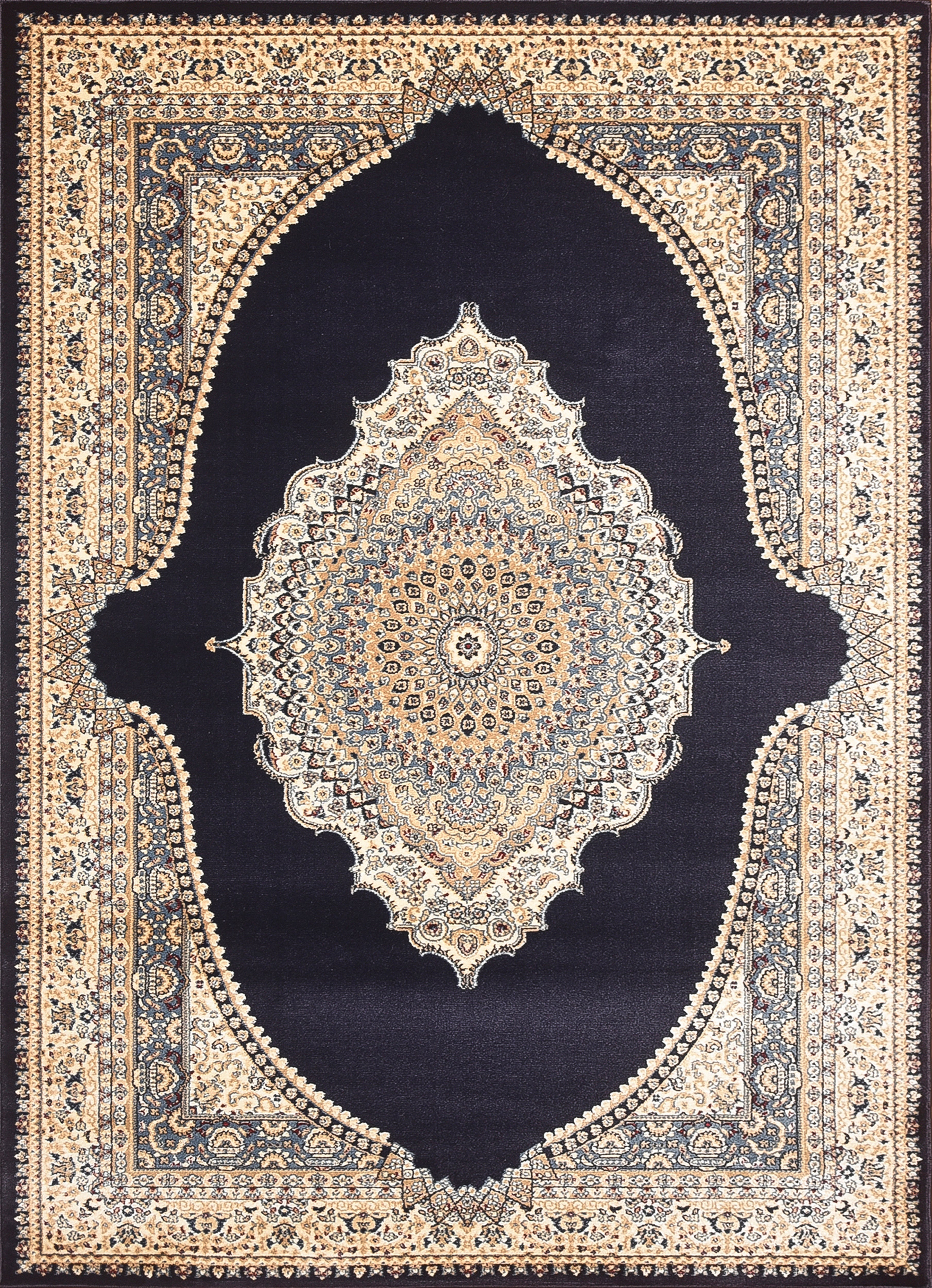 Msrugs Traditional Oriental Medallion Navy Beige Area Rug Persian Style Rug 600