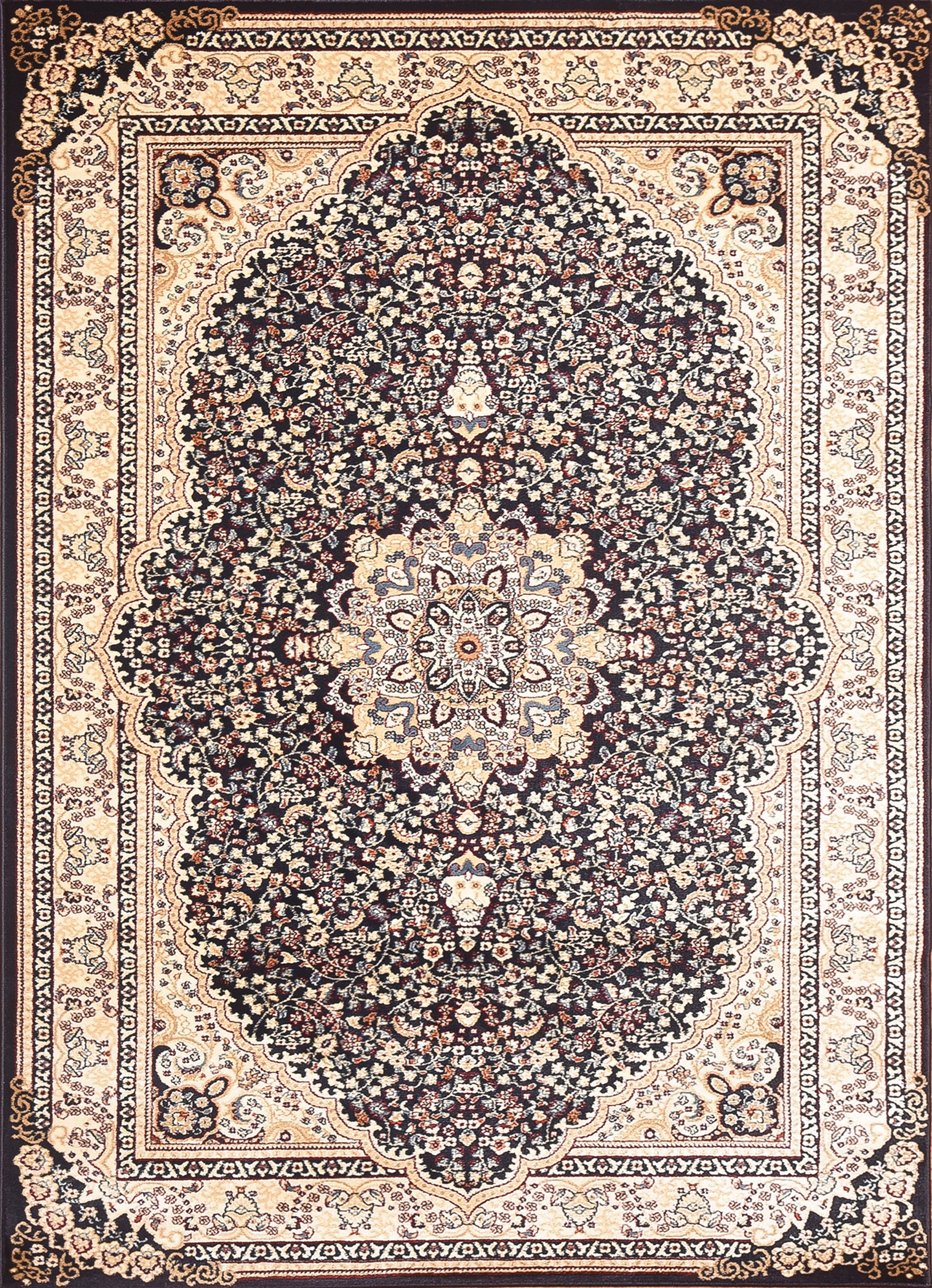 Msrugs Traditional Oriental Medallion Navy Beige Area Rug Persian Style Rug 750