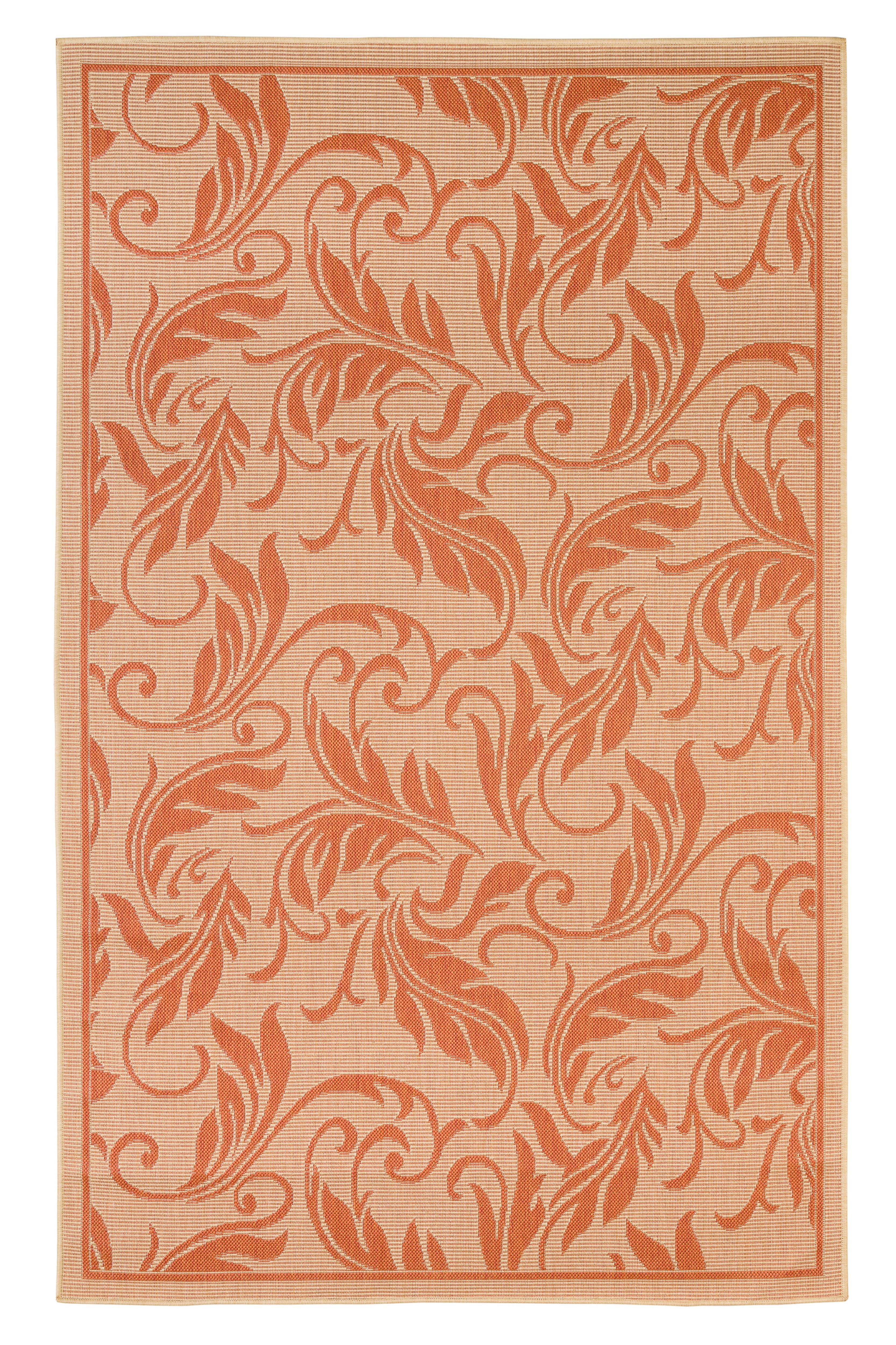 Tropic Leaves Indoor/Outdoor Coral Rug