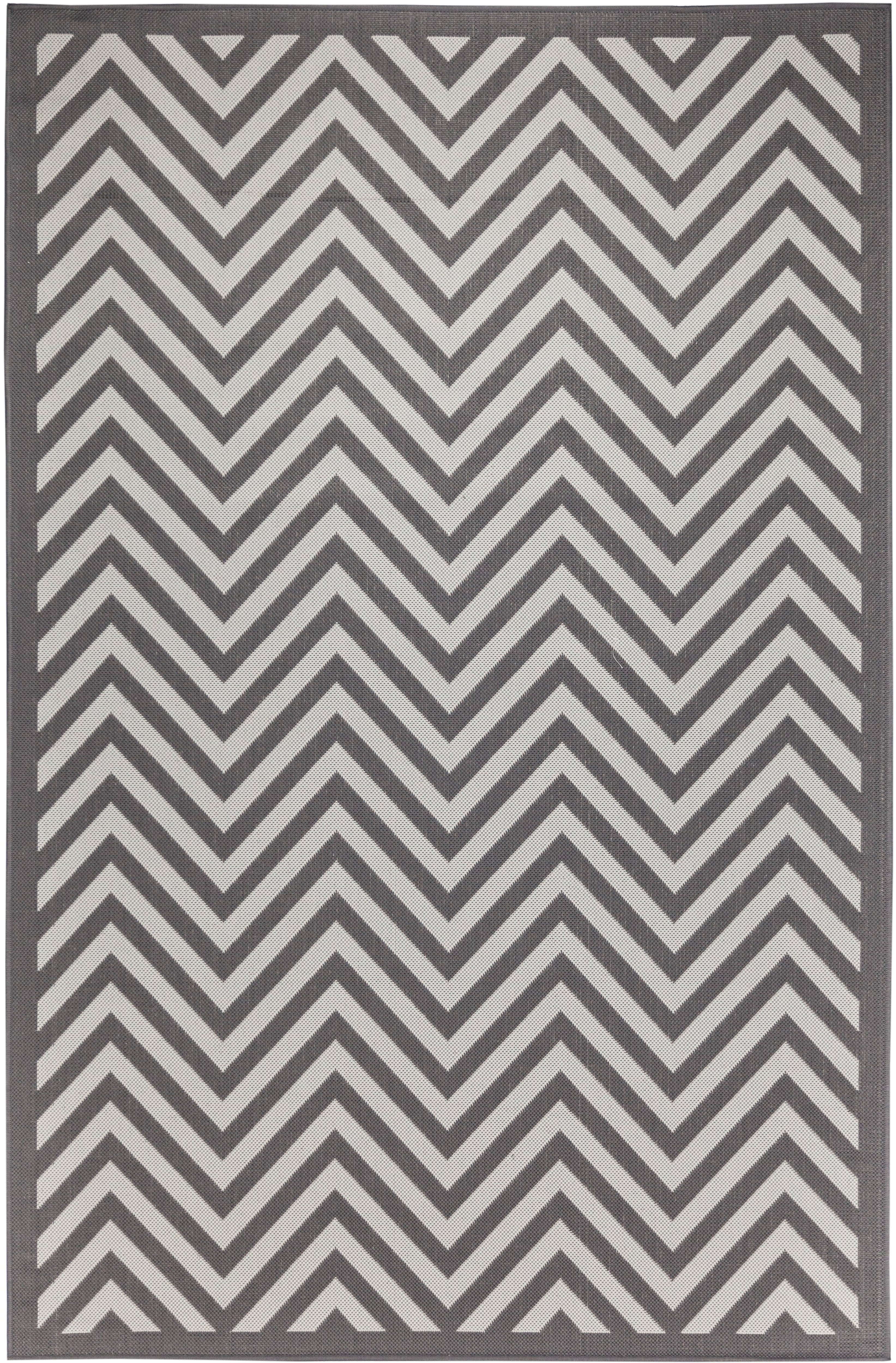 Chevron Design Indoor/Outdoor Light Gray Area Rug