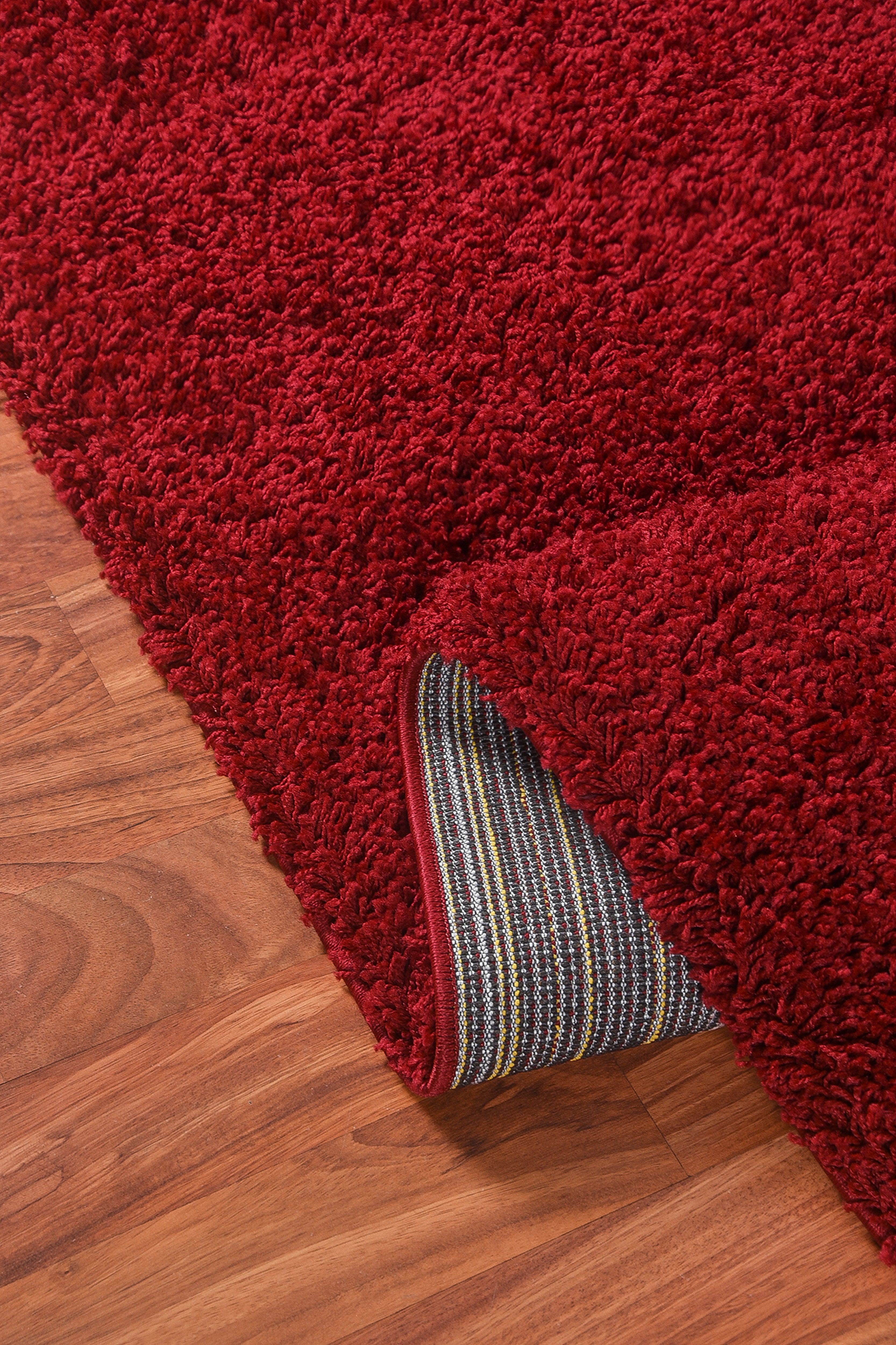Solid Shag Collection Modern Plush Red Shag Area Rug 3 ft. by 5 ft.