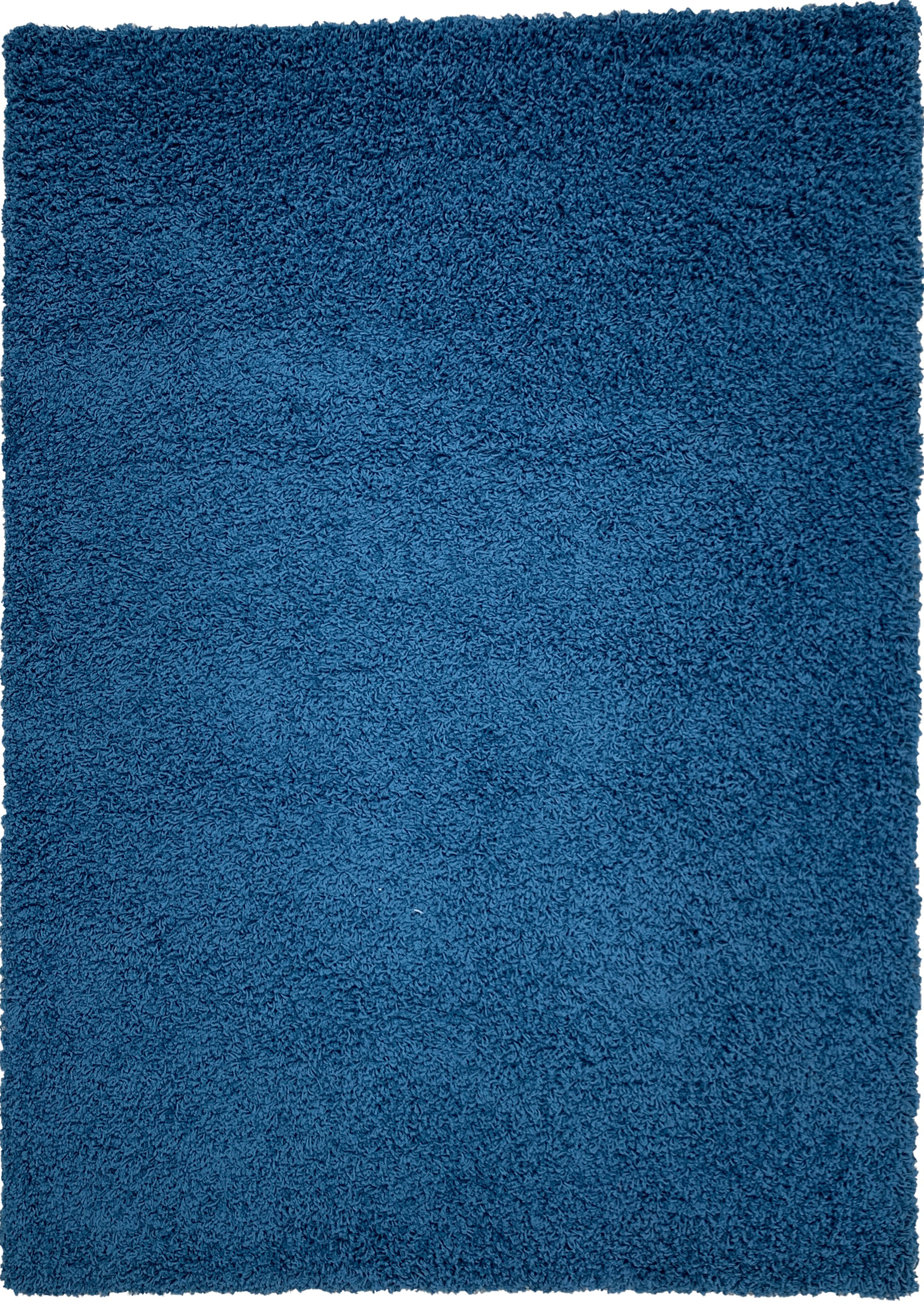 Solid Shag Collection Modern Plush Navy Shag Area Rug 3 ft. by 5 ft.
