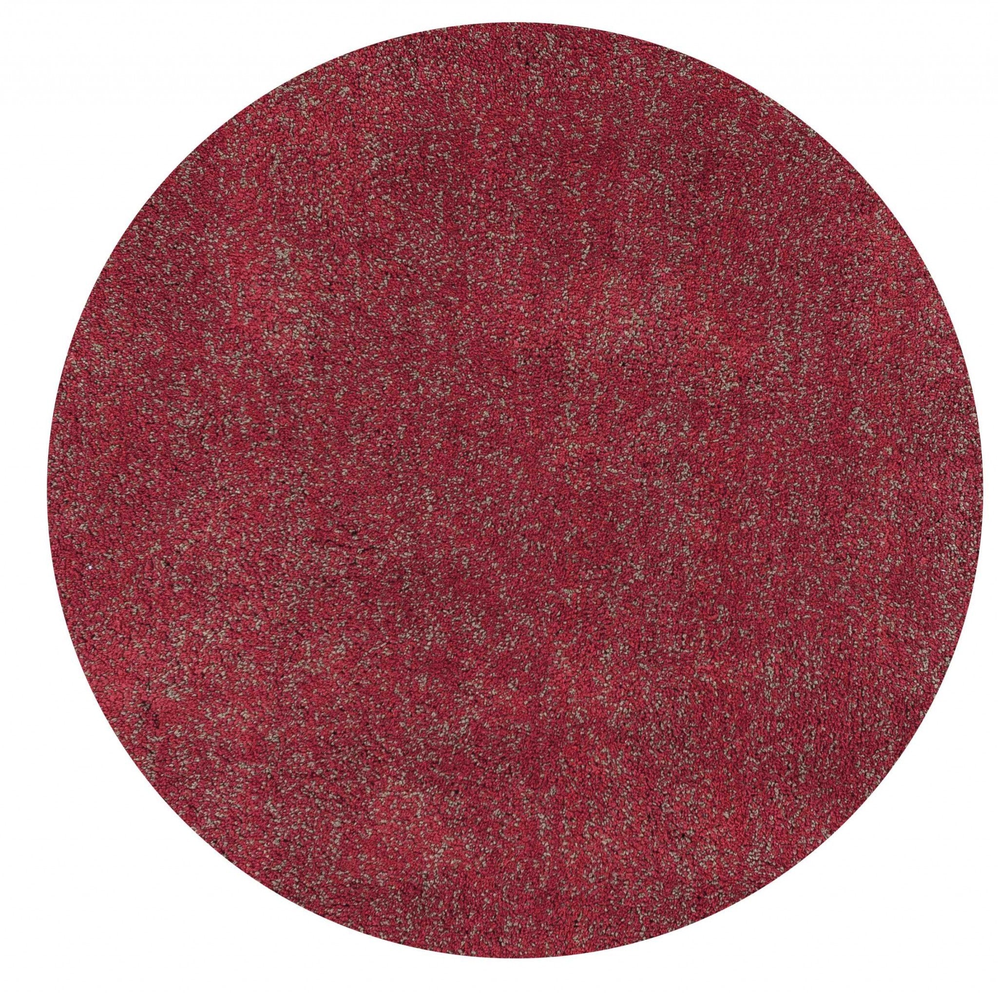 8' Round  Polyester Red Heather Area Rug